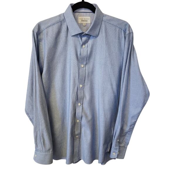 Ted Baker Endurance Hensley Blue Button Down Dress Shirt Men 15.5 Neck NWOT - Picture 2 of 11